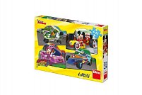 Puzzle Mickey a Minnie na závodech 4x54 dílků 19x13cm v krabici 27x19x4cm