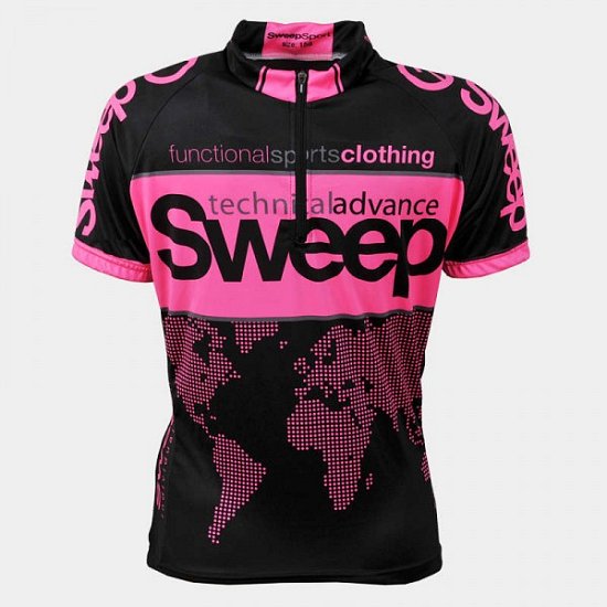 Cyklistický dres černo/růžový fluo dětský