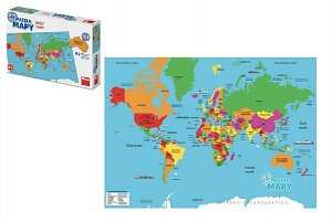 Puzzle mapy Svět 82 dílků ve tvaru zemí 1:1 v krabici 32x23x7cm
