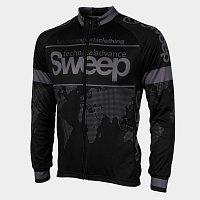 Sweep D015A Cyklistický dres clasic s dlouhým rukávem černo/šedý XXL