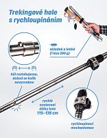 Speciální 5-dílné trekingové hole s korkovou rukojetí, 1 pár s příslušenstvím 115 - 135 cm