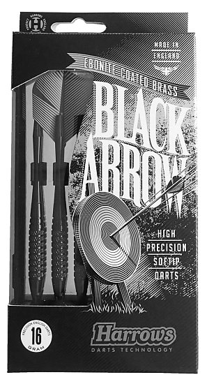 Šipky s plastovým hrotem HARROWS SOFT BLACK ARROW T16 