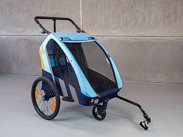 Dětský kombinovaný vozík Bellelli za kolo + kočárek pro 2 děti modrý