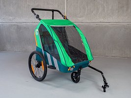Dětský kombinovaný vozík Bellelli Trailblazer za kolo + kočárek pro 2 děti zelený