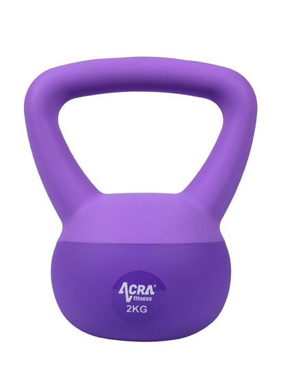ACRA Soft PVC Kettlebell 2 kg, fialový