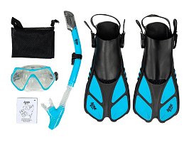 Šnorchlovací set 3 v 1, SVĚTLE MODRÝ, L/XL, ploutve 42-47