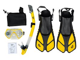 Šnorchlovací set 3 v 1, ŹLUTÝ, L/XL, ploutve 42-47