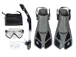 Šnorchlovací set 3 v 1, ČERNÝ, S/M, ploutve 36-41