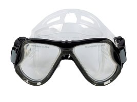 Šnorchlovací set 3 v 1, ČERNÝ/TRANSPARENTNÍ, L/XL, ploutve 42-47