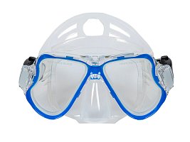 Šnorchlovací set 3 v 1, MODRÝ/TRANSPARENTNÍ, L/XL ploutve 42-47