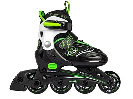 Muuwmi SET nastav. dětské inline brusle, zelené + chrániče + taška