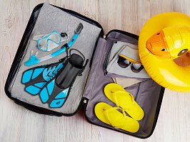Šnorchlovací set 3 v 1, SVĚTLE MODRÝ, L/XL, ploutve 42-47, maska, šnorchl