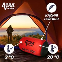 Acra péřový spací pytel Wyrm 800 - 225 cm, kachní peří