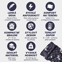 ACRA L140M nafukovací karimatka šedobéžová maskovací s polštářkem 5cm