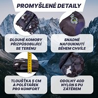 ACRA L140M nafukovací karimatka šedobéžová maskovací s polštářkem 5cm