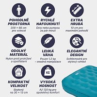 ACRA L140MO Komfortní nafukovací karimatka modrá 10cm a délkou 200cm