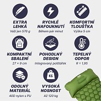 ACRA L140CL nafukovací karimatka s polštářkem zelená 5cm