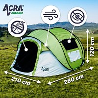 Acra Outdoor ST30 samorozkládací stan pro 2-3 osoby/2seconds - zelený se zatmavením
