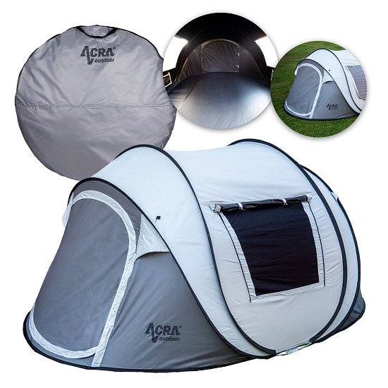 Acra Outdoor ST31 samorozkládací stan pro 2-3 osoby/2seconds - stříbrný se zatmavením Acra Outdoor ST31 samorozkládací stan pro 2-3 osoby/2seconds - stříbrný se zatmavením