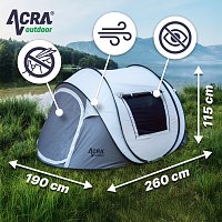 Acra Outdoor ST31 samorozkládací stan pro 2-3 osoby/2seconds - stříbrný se zatmavením