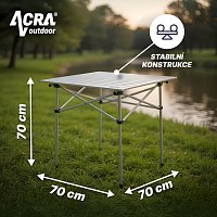 Acra campingový skládací stůl C3S - hliník 70x70x70cm