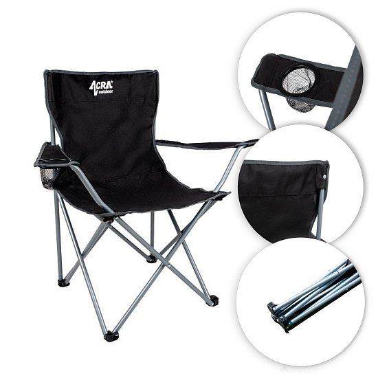Skládací křeslo Acra černé s obalem