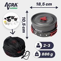 Acra C21 camping set nádobí alluminium pro 2-3 osoby