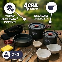 Acra C21 camping set nádobí alluminium pro 2-3 osoby