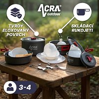 Acra C22 camping set nádobí alluminium pro 3-4 osoby