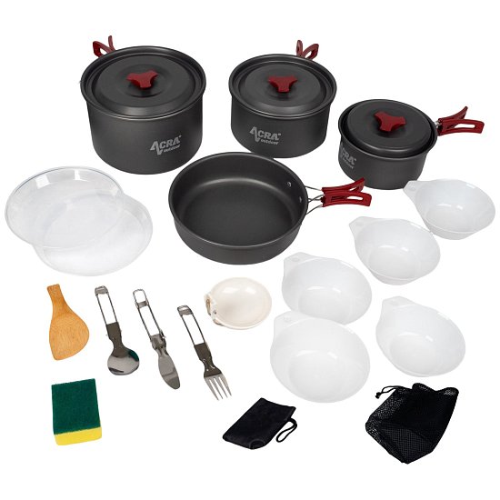 Acra C22 camping set nádobí alluminium pro 3-4 osoby Acra C22 camping set nádobí alluminium pro 3-4 osoby