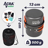 Acra C23 camping set nádobí včetně plynového vařiče pro 1-2 osoby