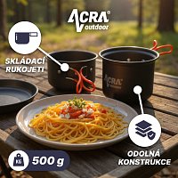 Acra C23 camping set nádobí včetně plynového vařiče pro 1-2 osoby