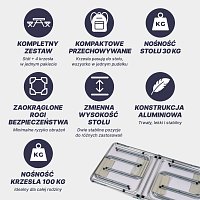 Acra campingový set stolek a 4 židličky C3L