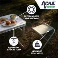 Acra campingový set stolek a 4 židličky C3L