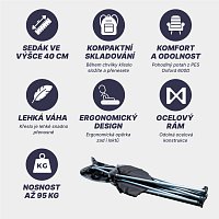 Skládací křeslo Acra černé s obalem