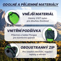 Acra péřový spací pytel Pongee 800 - 210 cm, kachní peří